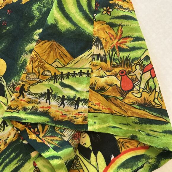 Vintage 1970s Van Cort Men Sz Large Shirt Islander Hawaiian Print Pointed Collar - Picture 8 of 16